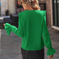 Full Size Ruffled V-Neck Flounce Sleeve Shirt