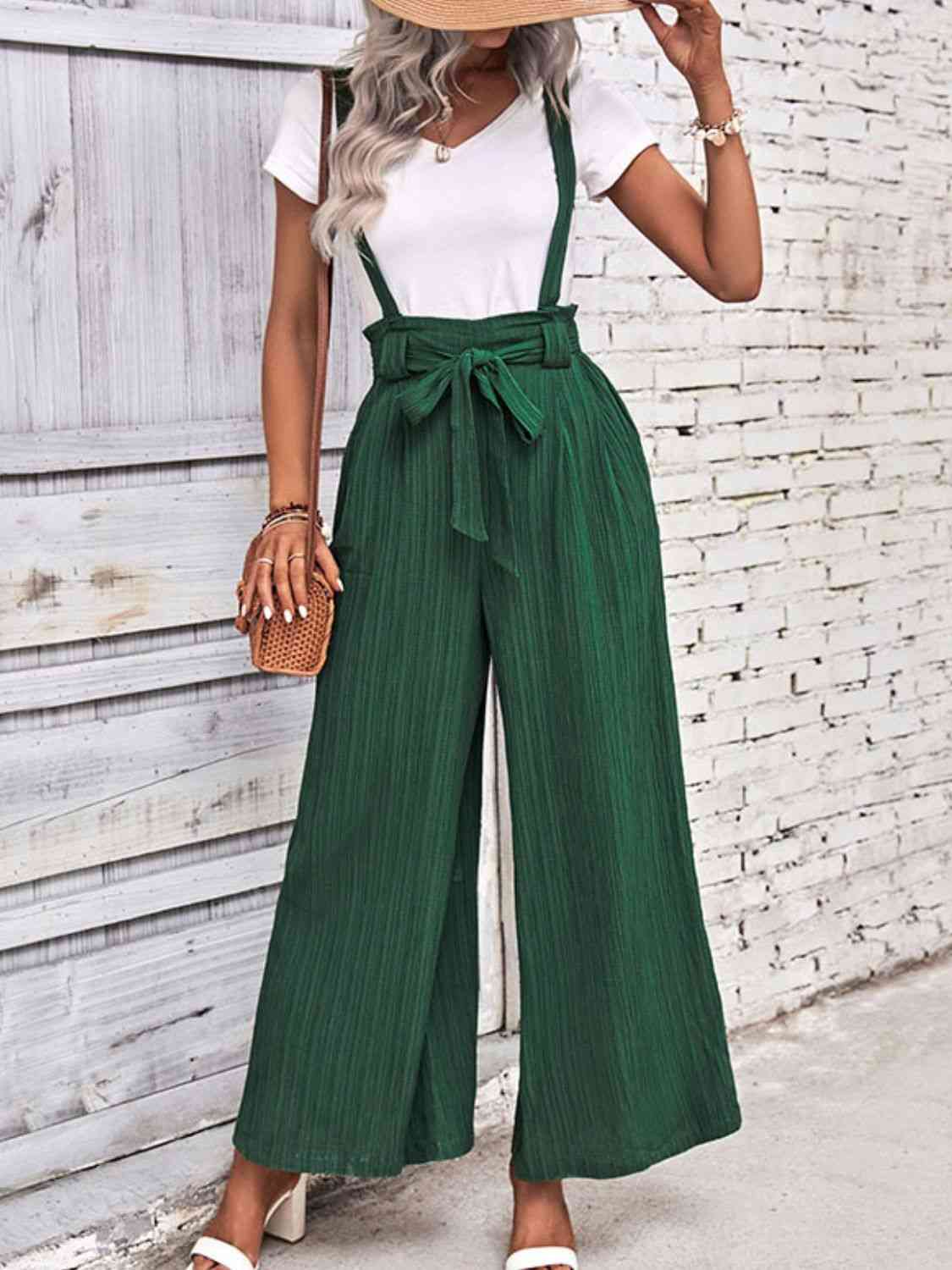 PAJumpers Tie Belt Wide Leg Overalls