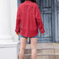 Distressed Button Up Raw Hem Denim Jacket