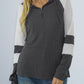 Waffle-knit Raglan Sleeve Zipper Front Hoody
