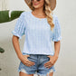 Full Size Round Neck Flounce Sleeve Blouse