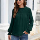 Smocked Mock Neck Swiss Dot Top