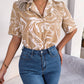 SoBeautiful Printed Lapel Collar Shirt