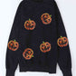 SEASONAL FALL Pumpkin Print Dropped Shoulder Black Sweatshirt