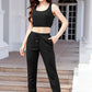 Hannah Waffle-Knit Cropped Tank and Drawstring Pants Set