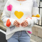 Heart Pattern Round Neck Long Sleeve Sweater