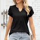 Eyelet Notched Petal Sleeve Blouse