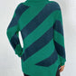 Striped Turtleneck Dropped Shoulder Sweater