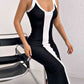 Mia Contrast Wide Strap Slit Midi Dress