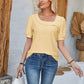 Eyelet Asymmetrical Neck Short Sleeve T-Shirt