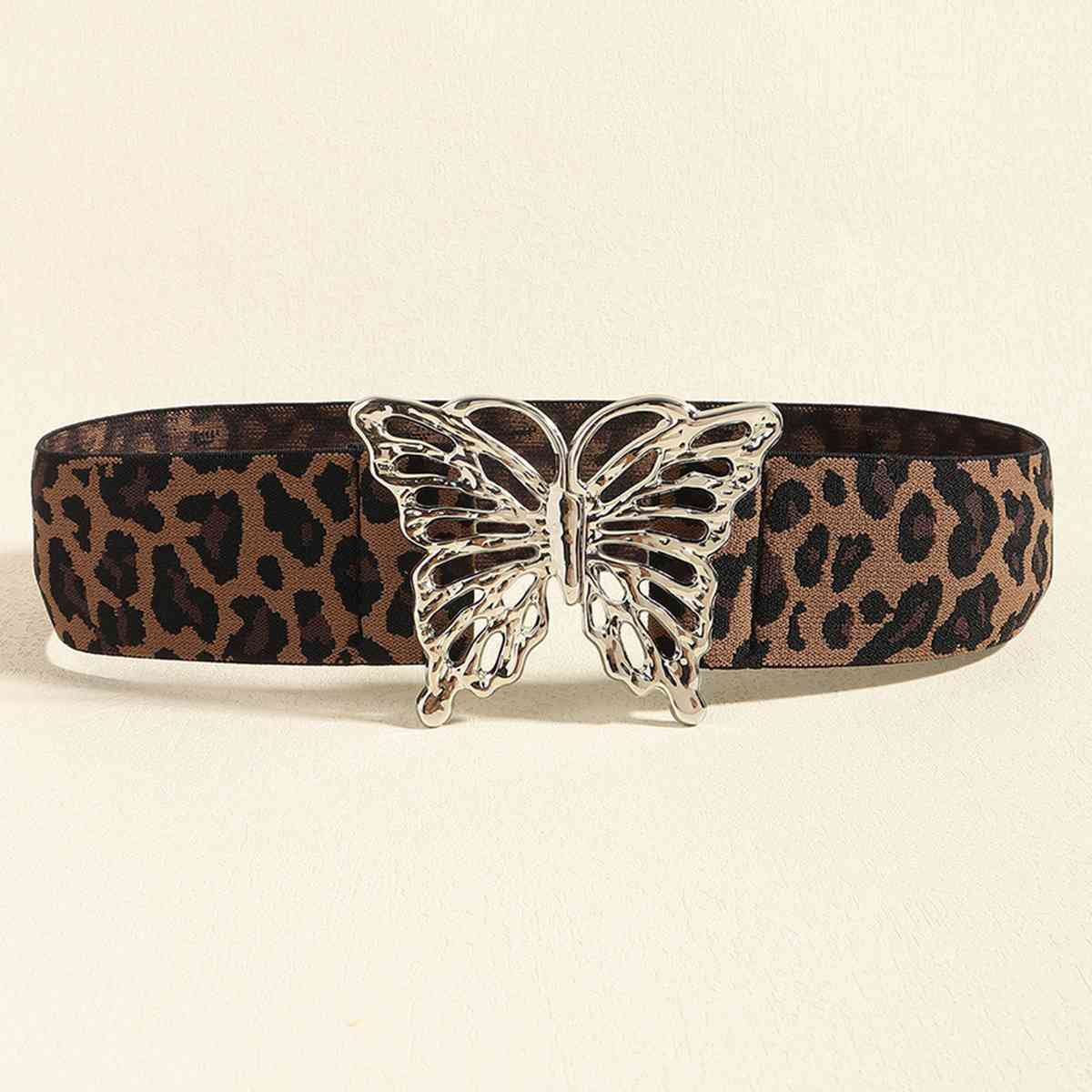 Chic Woman Butterfly Alloy Buckle Elastic Belt