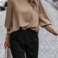 Full Size Round Neck Lantern Sleeve Blouse