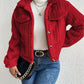 Fuzzy Button Up Collared Neck Jacket