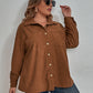 Plus Size Collared Neck Long Sleeve Shirt