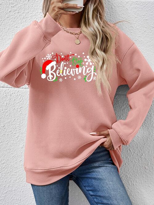 CHRISTMAS THEMED Letter Graphic Long Sleeve Sweatshirt