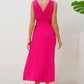 Surplice Sleeveless Midi Pleated Dress