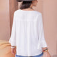 Women's Ava White Cutout V-Neck Flounce Sleeve Blouse