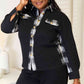 Double Take Plaid Collared Dropped Shoulder Jacket