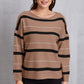 Striped Round Neck Dropped Shoulder Sweater