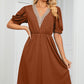 V-Neck Puff Sleeve Dress