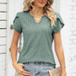 Eyelet Notched Petal Sleeve Blouse
