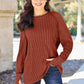 Basic Bae Full Size Ribbed Round Neck Long Sleeve Knit Top