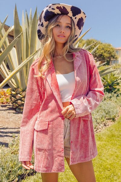 BiBi Ribbed Button Up Long Sleeve Blazer - Brand BiBi