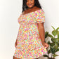 Double Take Strawberry Smocked Sweetheart Neck Flounce Sleeve Strawberry Mini Dress