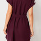 Tied Notched Short Sleeve Dress