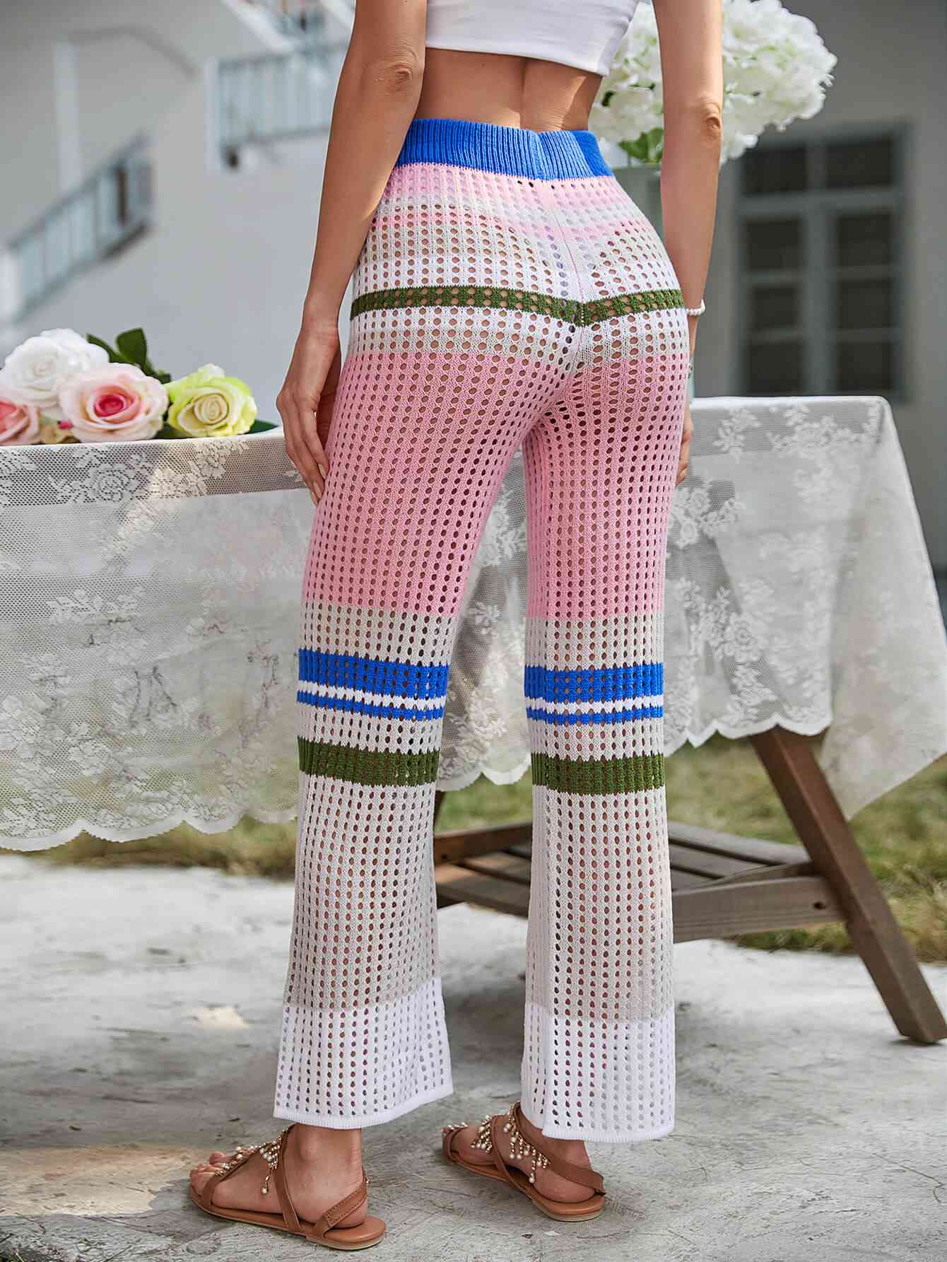 SunSand&Beach Color Block Openwork Knit Pants