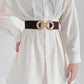 Women's Geometric Buckle Elastic Wide Belt