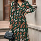 Printed Tied Pocketed Lantern Sleeve Dress