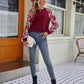 Floral Raglan Sleeve Round Neck Sweatshirt