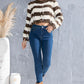 Striped Fringe Round Neck Sweater