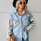 Leopard Button Up Denim Jacket