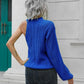 Cable-Knit Round Neck Asymmetrical Sweater