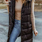 Full Size Longline Hooded Sleeveless Puffer Vest