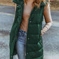 Full Size Longline Hooded Sleeveless Puffer Vest