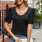 Round Neck Ruffle Trim Short Sleeve T-Shirt