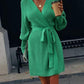 Open Front Lantern Sleeve Tied Cardigan
