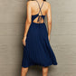 Fashion67 Tie Back Spaghetti Strap Pleated Dress