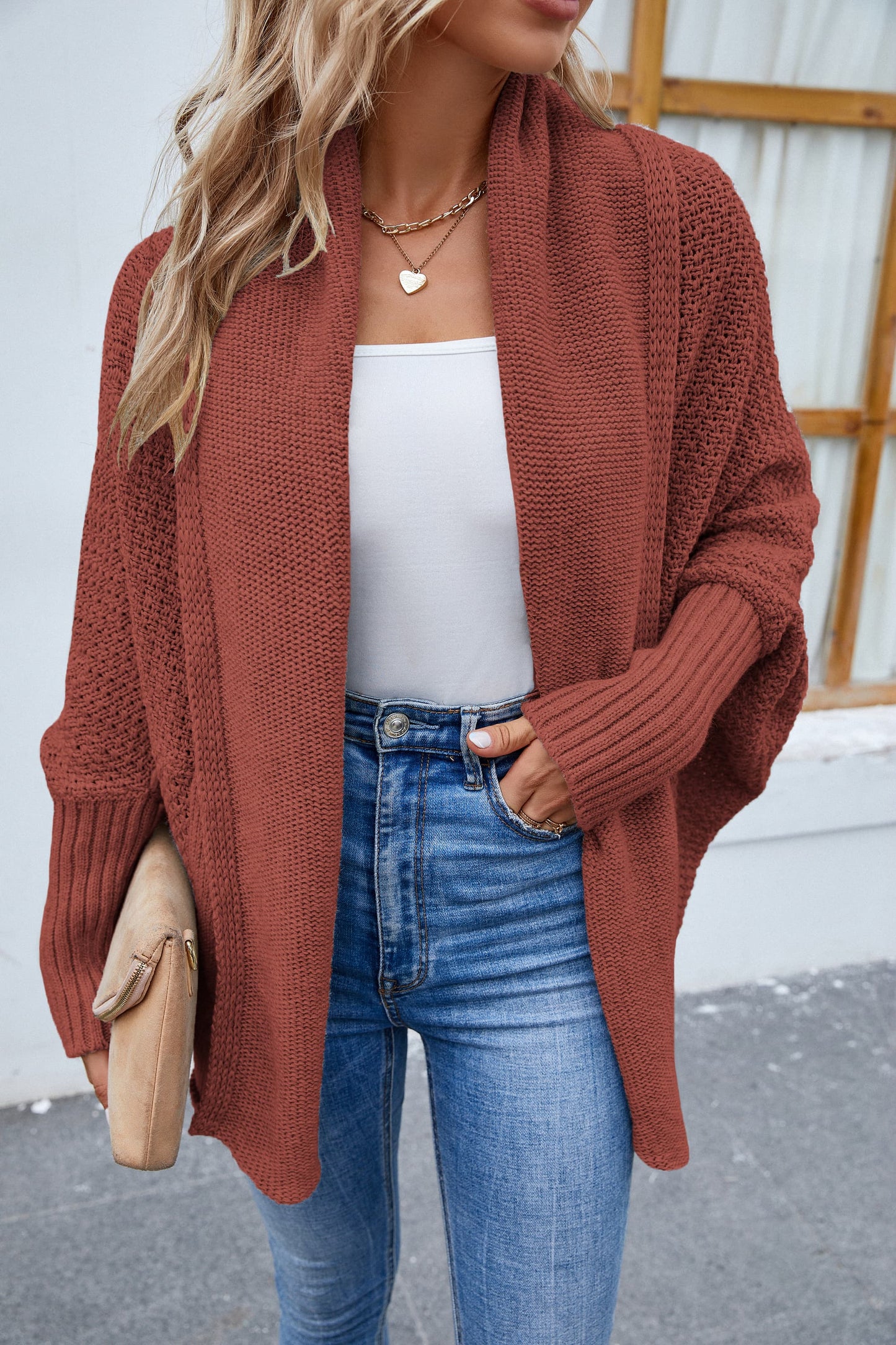 SkyMarie Open Front Long Sleeve Cardigan