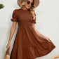 Women's Full Size Smocked Flounce Sleeve Ruffle Hem Dress