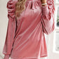 Women's Ava Tie Up Mock Neck Velvet Fabric Long Sleeve Blouse