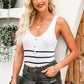 BAYSIDE ME Full Size Striped Scoop Neck Buttoned Tank