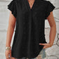 Swiss Dot Notched Cap Sleeve T-Shirt