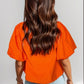 Openwork Round Neck Balloon Sleeve Blouse
