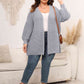 Plus Size Open Front Dropped Shoulder Knit Cardigan