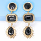 Geometrical Shape Zinc Alloy Frame Glass Dangle Earrings