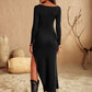 Slit Square Neck Wrap Dress
